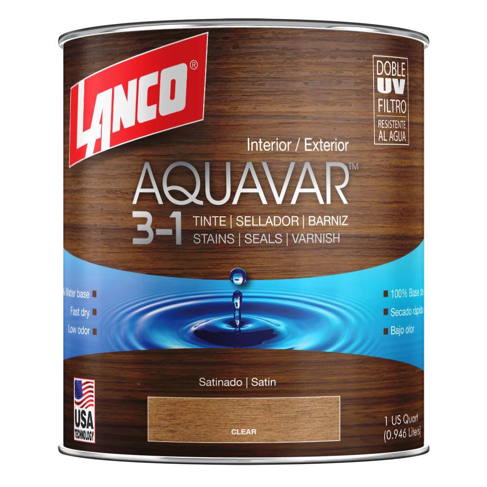 Aquavar 1 qt. Clear Satin WaterBased Interior/Exterior Varnish, Stain