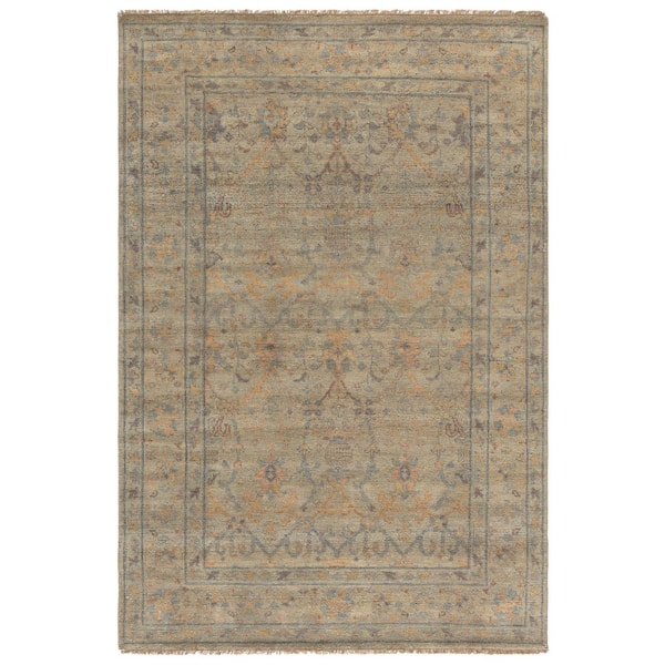 Izmir 6 ft. x 9 ft. Gray/Rust Distressed Border Area Rug