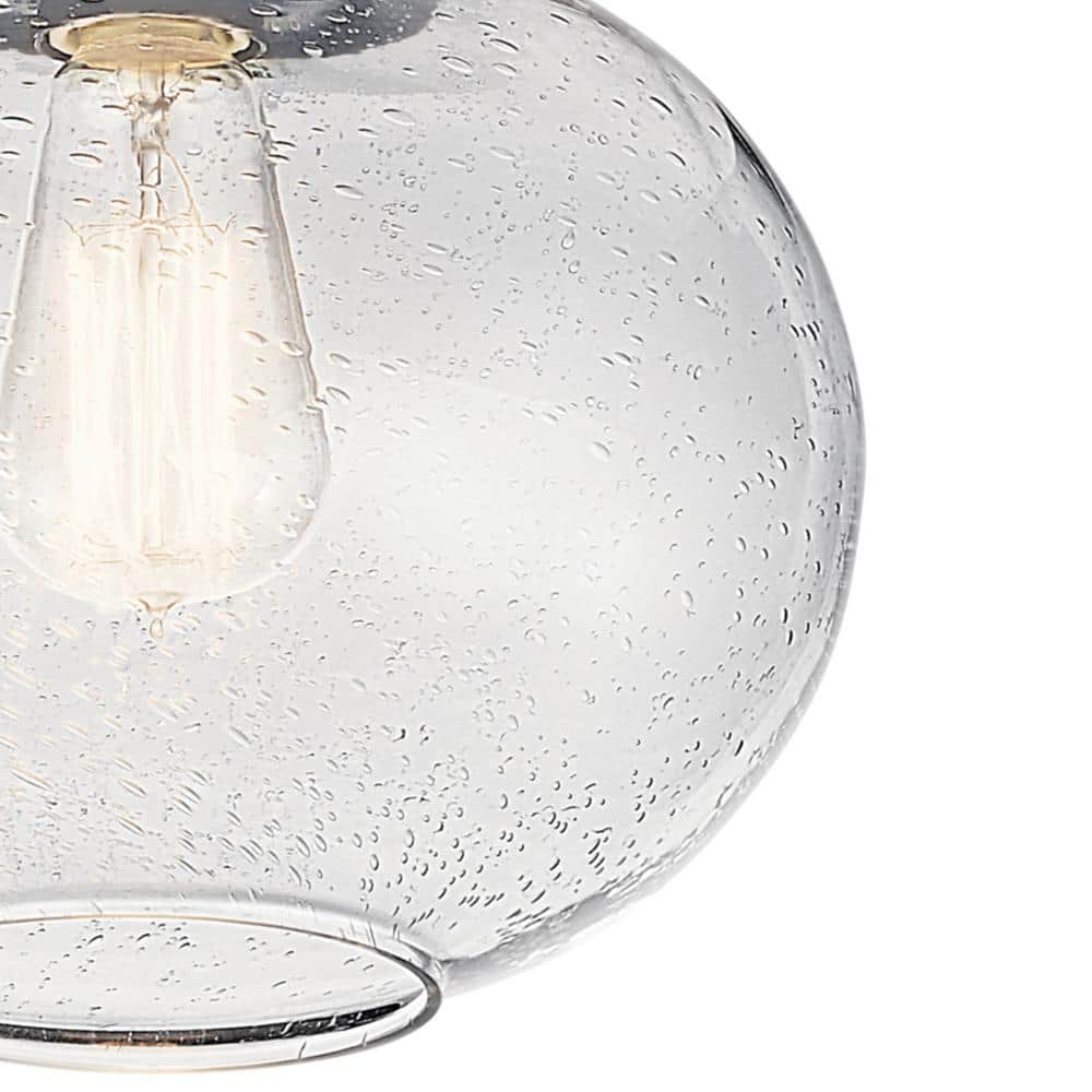 Black Semi-Flush Mount Light with Clear Seeded Glass Shade