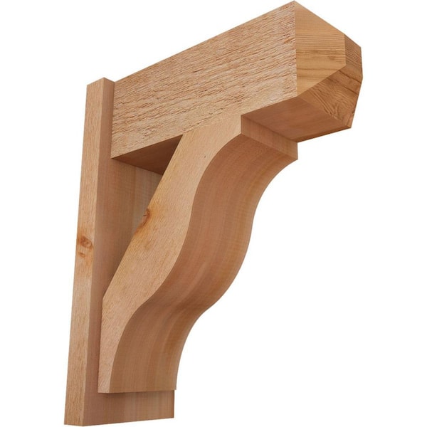 Ekena Millwork 8 in. x 24 in. x 20 in. Western Red Cedar Fuston Craftsman Rough Sawn Outlooker