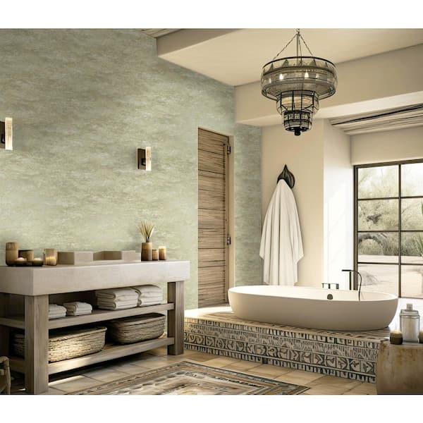 Sage Abstract Desert Mountain Range Print Non Woven Non-Pasted Textured Wallpaper 57 Sq. Ft.