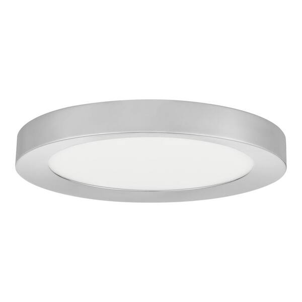 Home Decorators Collection Calloway 15 in. Polished Nickel Integrated LED 5CCT Flush Mount