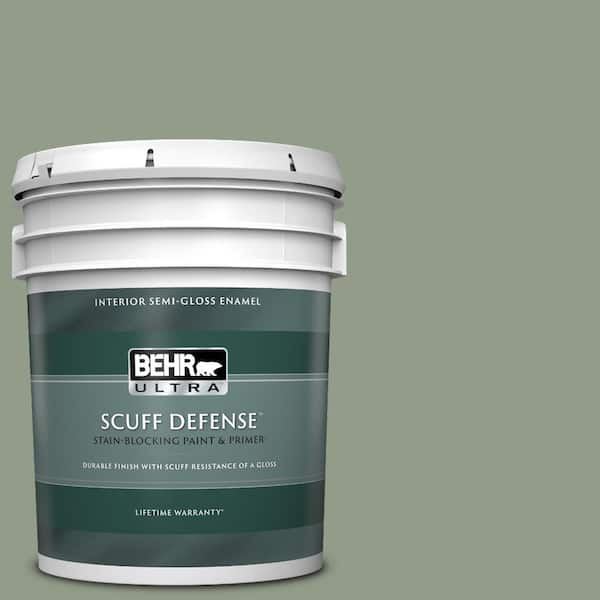 BEHR ULTRA 5 gal. #430F-4 False Cypress Extra Durable Semi-Gloss Enamel Interior Paint & Primer