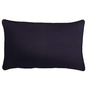 Sunbrella Canvas Navy Blue Rectangular Outdoor Corded Lumbar Pillow