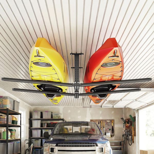 Holds up to 250 lbs. Kayak Storage Rack for 2 Kayaks, Heavy Duty Adjustable Ceiling Rack, Overhead Garage Storage Hanger
