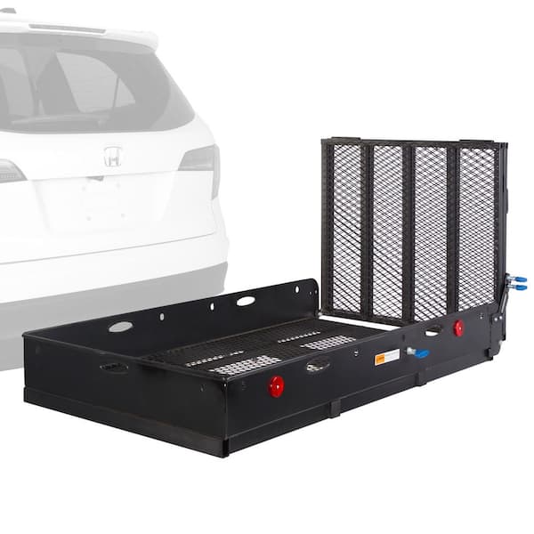 Elevate Outdoor 500 lbs. Capacity Heavy-Duty Hitch-Mounted Steel Folding Cargo Carrier with Ramp