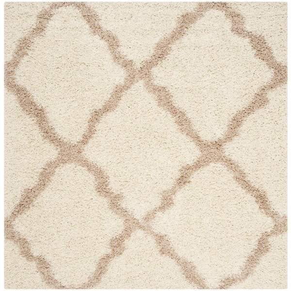 SAFAVIEH Dallas Shag Ivory/Beige 6 ft. x 6 ft. Square Geometric Area Rug