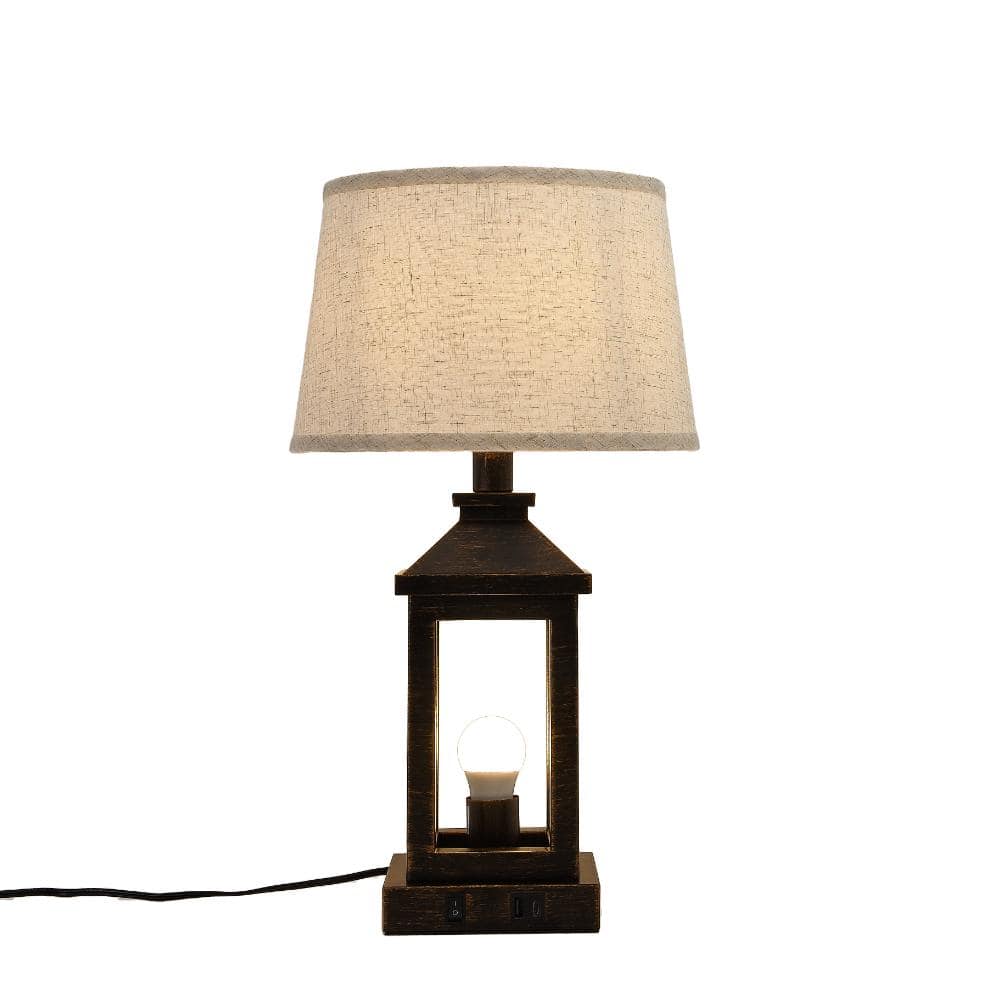 20.5 in. Black Gold Dimmable LED Desk Lamp with Fabric Shade, Built-in USB for Bedroom, Office or Living Room (Set of 2) price history on PriceWatchPro