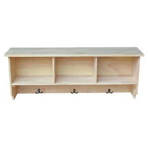 Wall Shelf with Storage in Unfinished Wood