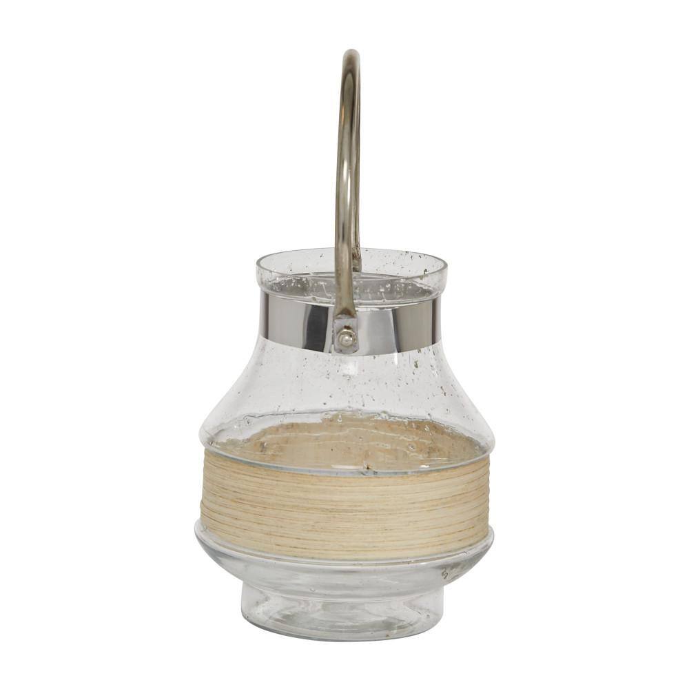 Clear Glass Hanging Candle Lantern with Metal Handle