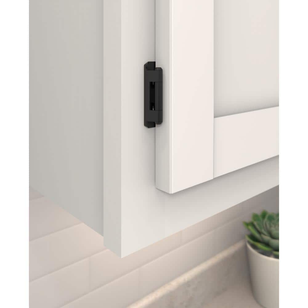 Matte Black Self-Closing Partial Wrap Cabinet Hinges, 2 Pack