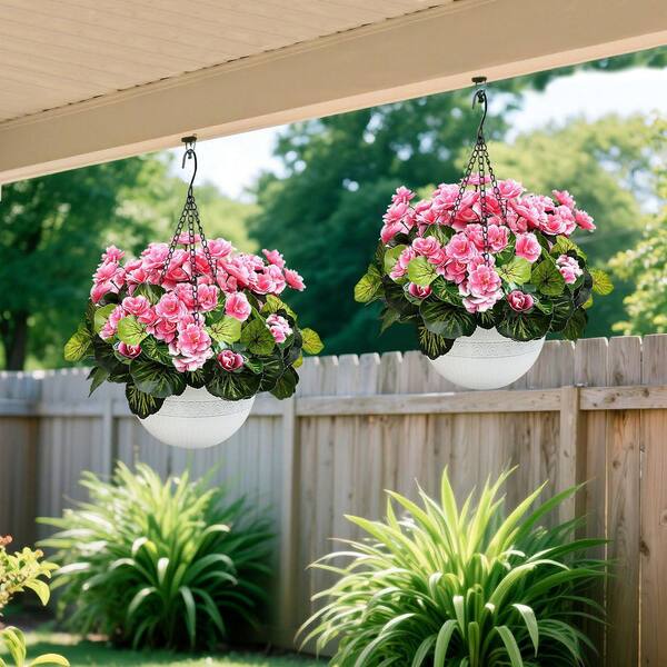 23.6 in. H Pink Artificial Mixed Flower with Basket Indoor/Outdoor
