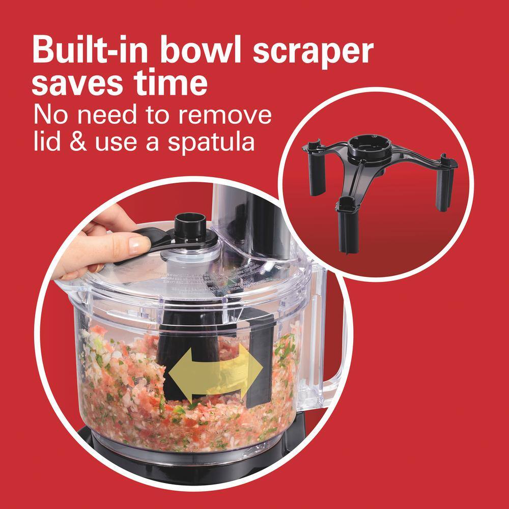 Hamilton Beach 8-Cup Black Food Processor with Bowl Scraper