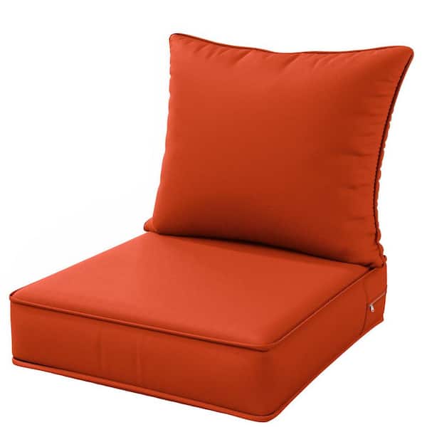 WNP 22 in. x 24 in. x 4 in. Square Outdoor Deep Seating Cushion Set Seat and Back Cushion for Lounge Chair Orange