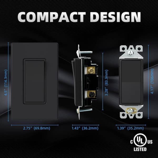 ELEGRP Decorator 15 Amp 120-Volt 3 Way Rocker AC Quiet Light