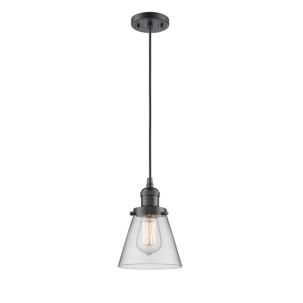 Vintage Mini Pendant Light in Oil-Rubbed Bronze with Glass Shade