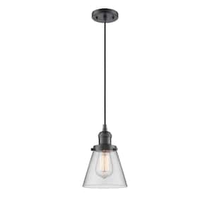 Cone 1-Light Oil Rubbed Bronze Clear Shaded Pendant Light with Clear Glass Shade
