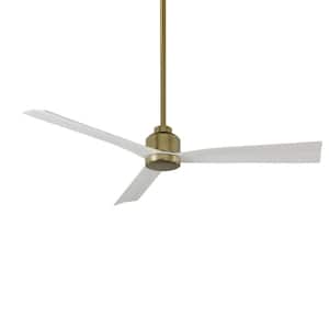 Clean 52 in. Indoor and Outdoor Satin Brass Matte White Smart Compatible Ceiling Fan with Remote Control