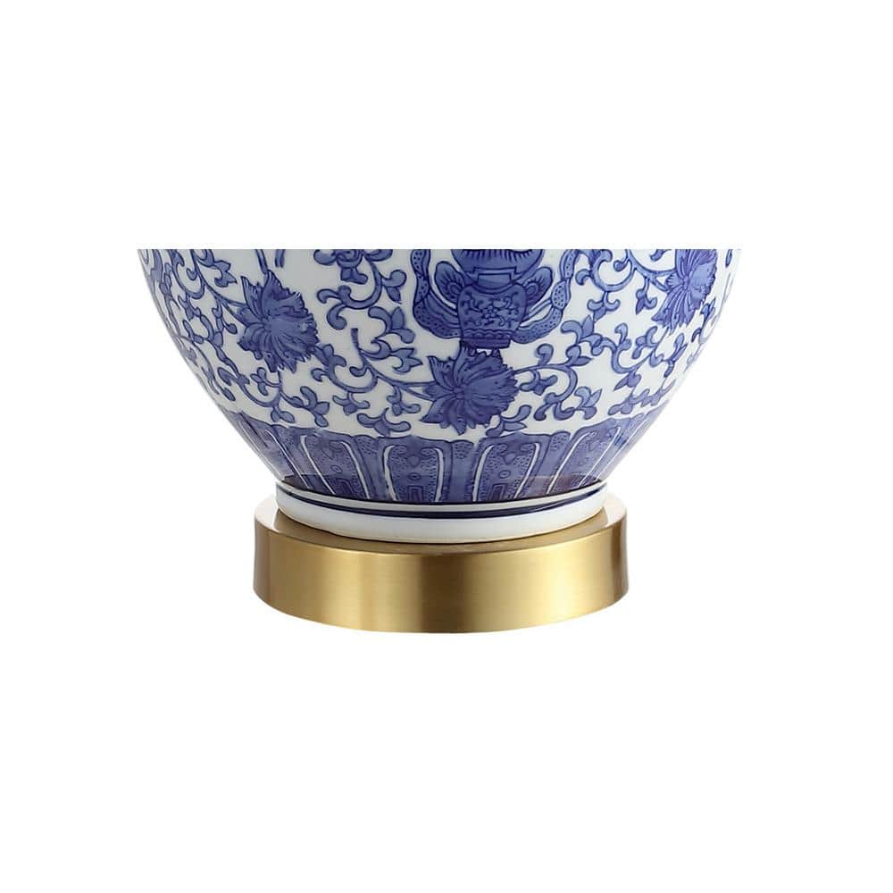 Jennifer 25.25" White and Blue Ceramic Metal Table Lamp Set