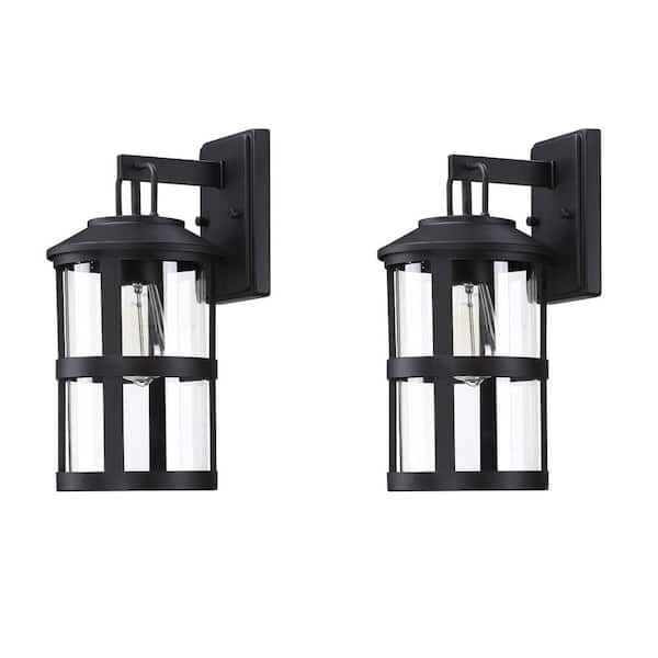 INNOBULE Industrial Matte Black Metal Wall Sconce (2-Pack)