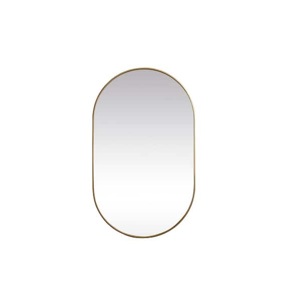 Unbranded Timeless Home 36 in. W x 60 in. H x Modern Metal Framed Oval Brass Mirror