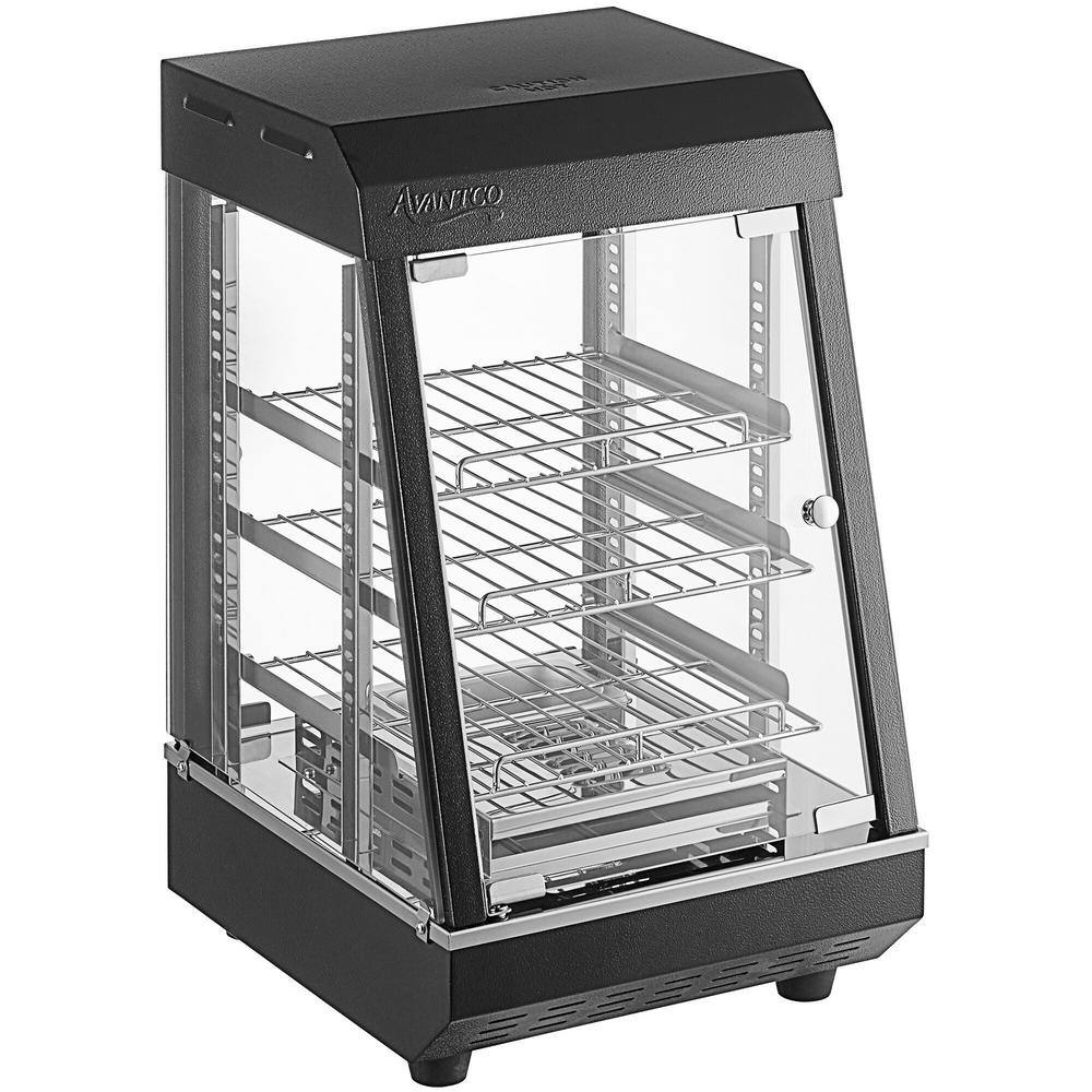 3-Shelf Countertop Heated Display Case with Front and Rear Hinged Doors for Self/Full Service