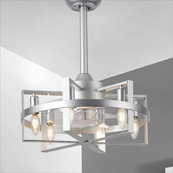 Oaks Aura Wilson 18in.Indoor Chrome Futuristic Spacecraft-Inspired Ceilling Fan with Lights, 6-Speed Quiet Ceiling Fan w/Remote