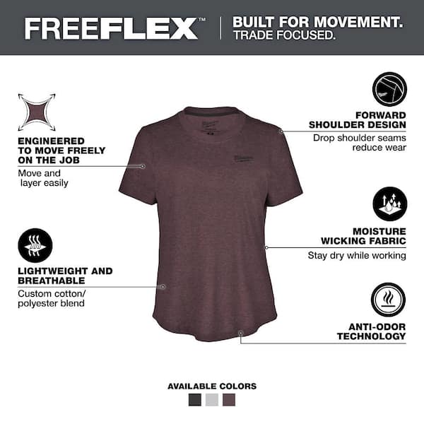 Women's X-Small Purple FREEFLEX Short Sleeve Hybrid Work T-Shirt