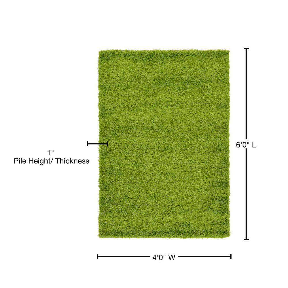 Grass Green Rectangular Shag 4' x 6' Area Rug