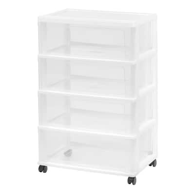 21.25 in. x 33.81 in. White Plastic Storage Cart with 4-Drawers