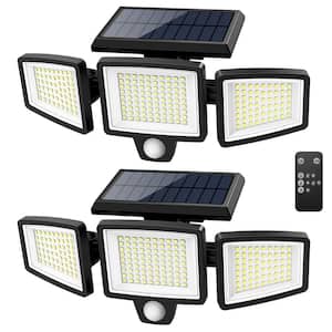 Outdoor Solar 210 LED Security Lights with Remote Control, 270-Degree Wide Angle Flood Wall Lights with 3 Modes (2-Pack)