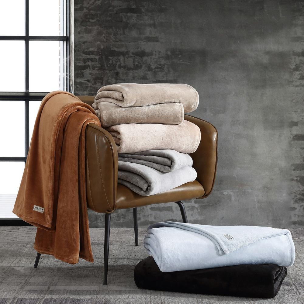 Kenneth Cole Ginger Orange Full Plush Fleece Blanket