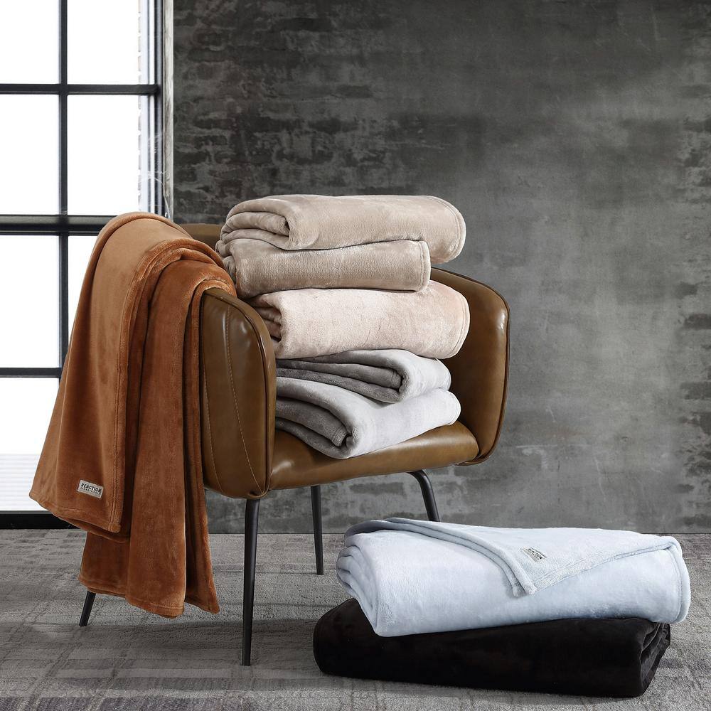 Kenneth Cole King Size Ginger Orange Plush Fleece Blanket