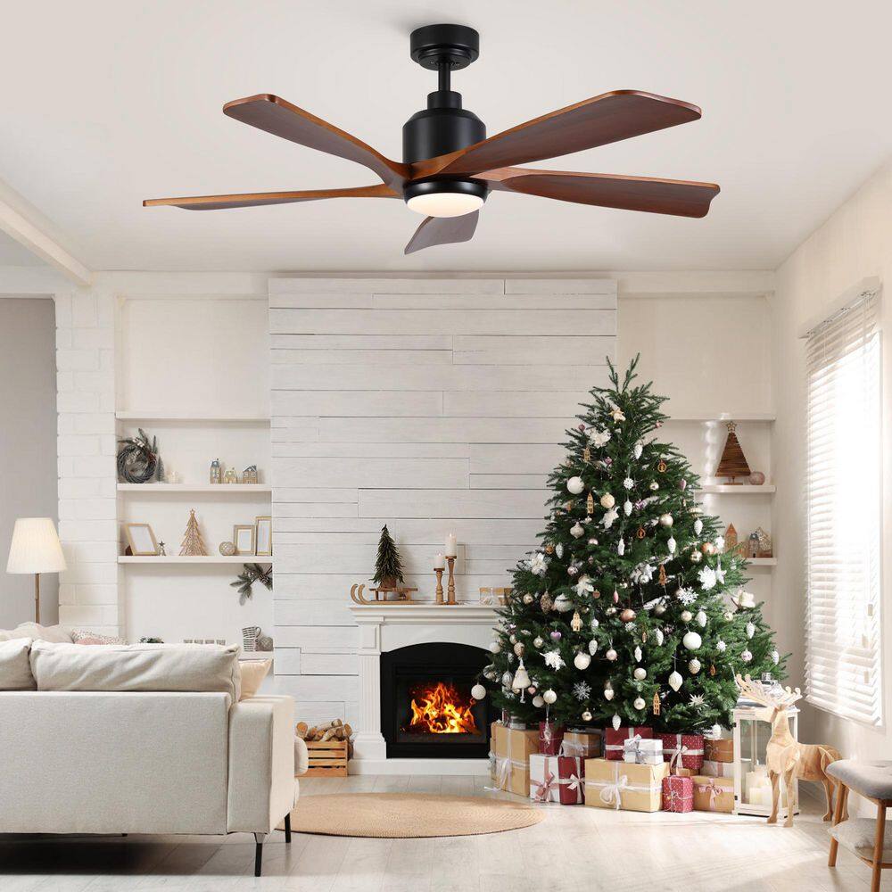 Noiral 52 in. Indoor Matte Black Downrod Standard Soild Wood Ceiling Fan with Light and Remote Control Included price history on PriceWatchPro