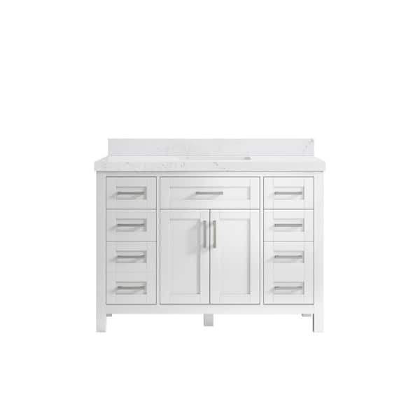 Willow Collections Cambridge 48 in. W x 22 in. D x 36 in. H Bath Vanity in White with 2 in. Empira Quartz Top