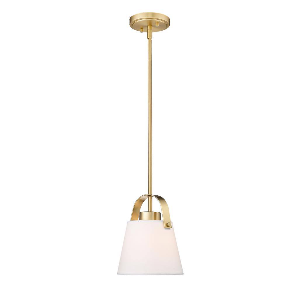 Heritage Brass 8" Pendant Light with Ivory Shade