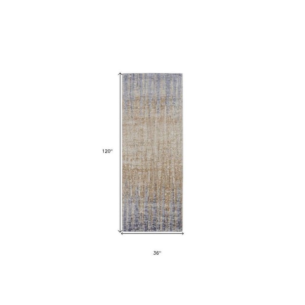 2 X 8 Tan, Brown Abstract Runner Rug