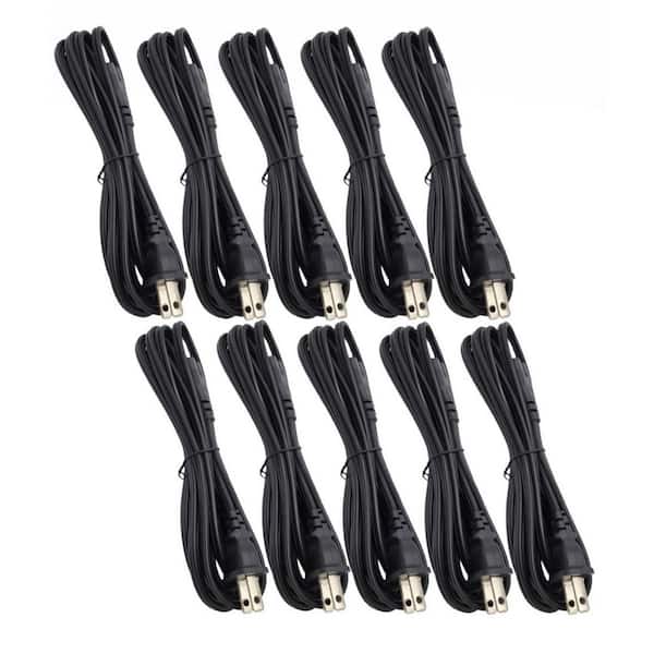 15 ft. 18 AWG / 2-Conductors (NEMA 1-15P to C7) Indoor Cable Black (10-Pack)