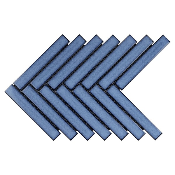 MOLOVO Porcetile Blue 8.27 in. x 9.77 in. Herringbone Matte
