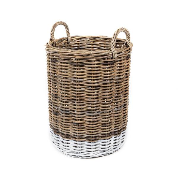 happimess Ternion Cottage Hand-Woven Rattan Nesting Baskets with Handles,  Kubu Gray/White (Set of 3) BSK1000A-3SET - The Home Depot