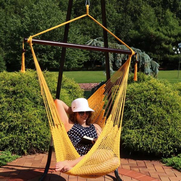Sunnydaze 3 ft. Hanging Caribbean XL Hammock Chair in Gold WIM-322 - The  Home Depot