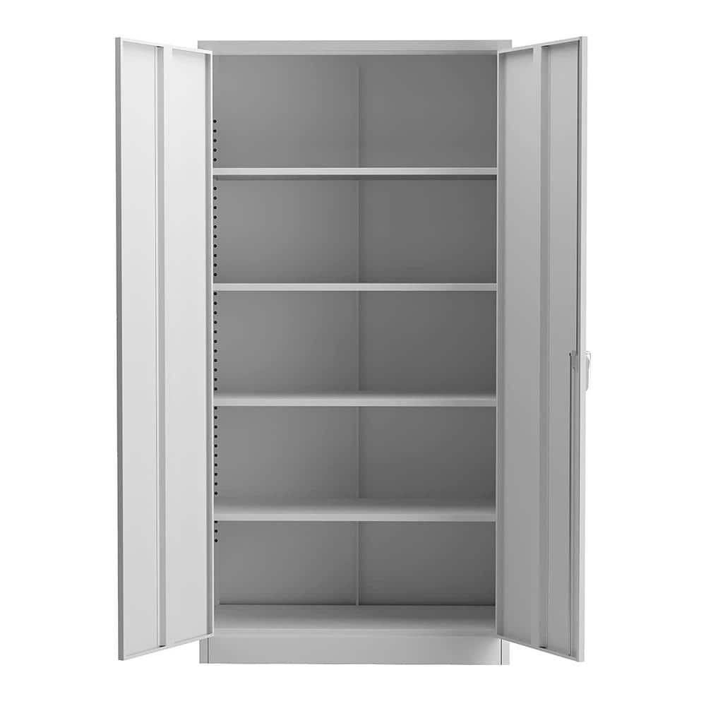 Gray 72 Inch Lockable Office Storage Cabinet with Adjustable Shelves