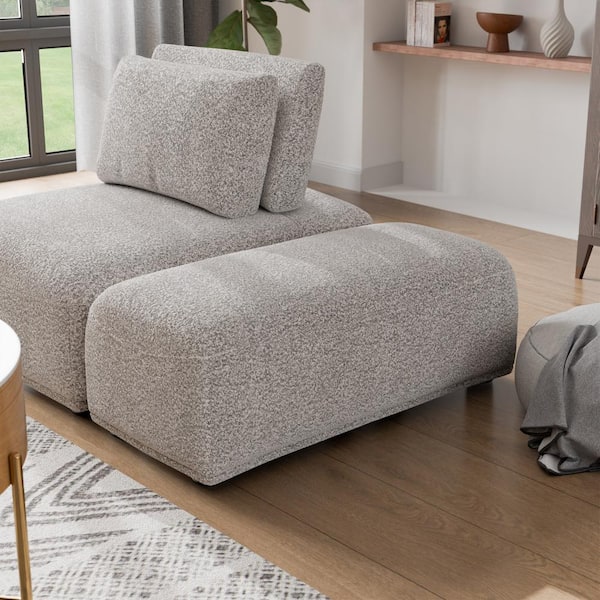 Furniture of America Fairwind 20 in. Armless Boucle Fabric Rectangle Modular Sofa in Light Gray