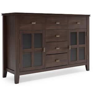 Artisan Solid Wood 54 in. Wide Transitional Sideboard Buffet Credenza in Dark Chestnut Brown