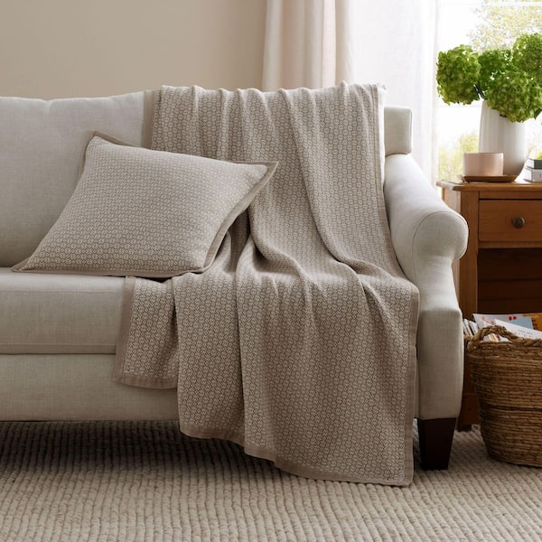 Company Cotton Belmira Collection Taupe Throw Blanket