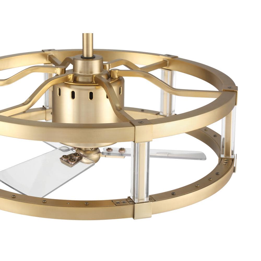 Alexis 18" Satin Brass Ceiling Fan with Clear Acrylic Blades and LED Light