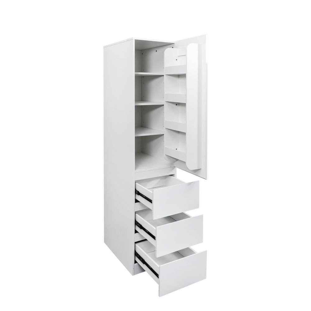 White Wood Kitchen Pantry Storage Cabinet with Roll-Out Drawers,Food Pantry Cabinet with Doors Shelves Kitchen Sideboard