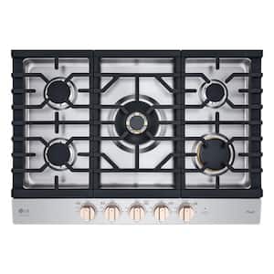 STUDIO 36 in. Gas Cooktop in Essence White with 5-Burners including 24k UltraHeat Dual Burner