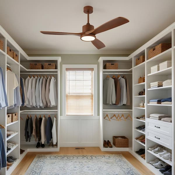 52 in. LED Indoor Modern Style Downrod Natural Wood Ceiling Fan with Light Kit, Remote/APP Controls