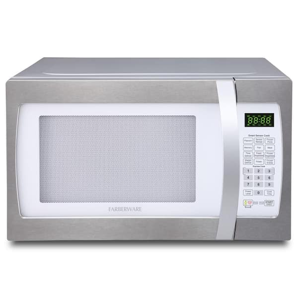 Farberware Professional 1.3 cu. ft. 1100-Watt Countertop Microwave in Platinum with Smart Sensor Cooking